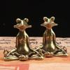 Wohndekor Kreative Geschenke Kupfer Meditierender Frosch Ornamente Messing Sitzen in Meditation Statue Bronze Tee Haustier Figur Räuchergefäß