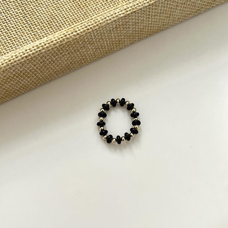 Pearl Beaded Ring Women's Elastic Rope Literary Stacking Index Finger Ring High-end Handmade Ring Jewelry