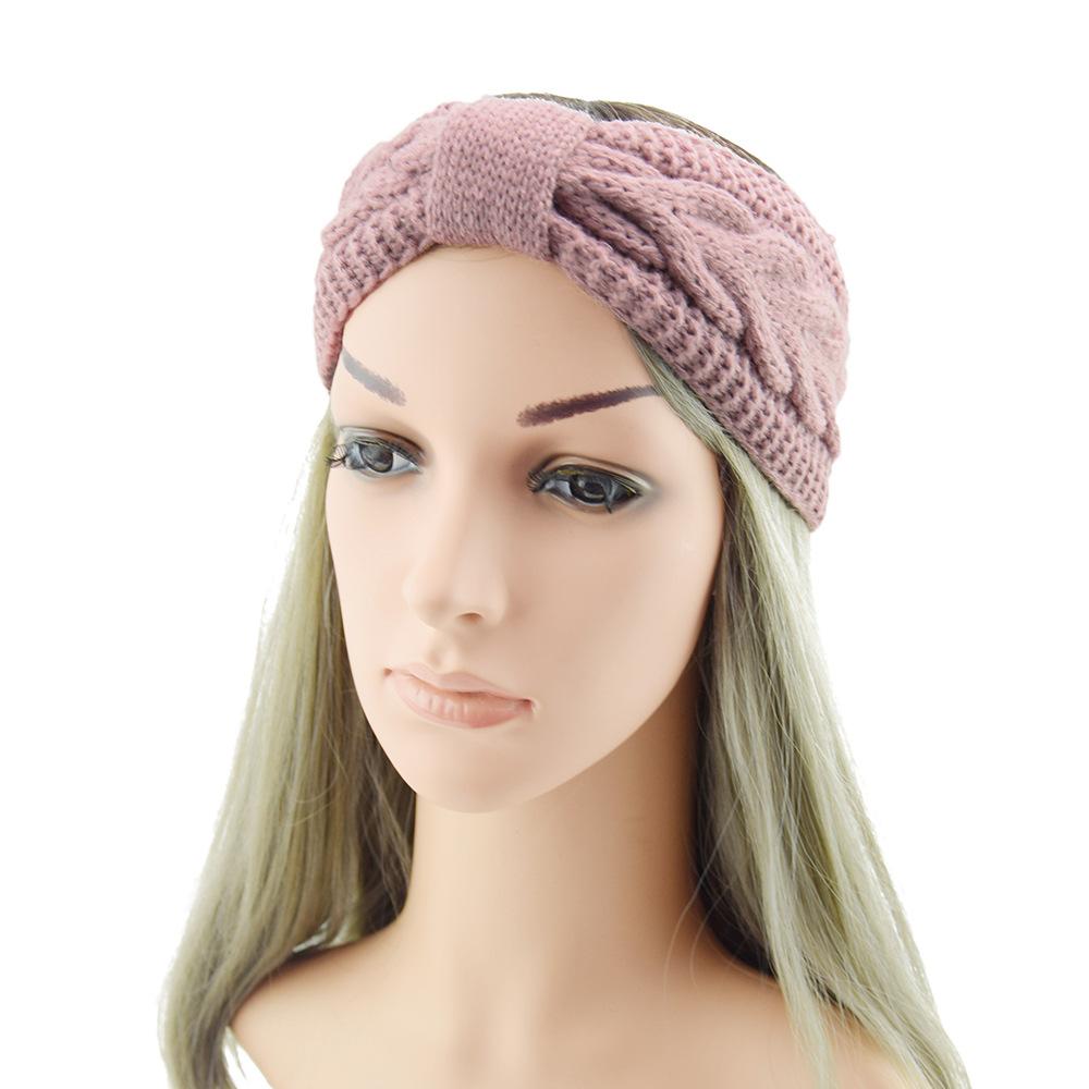 New Fuzzy Fleece Lined Headbands For Woman Solid Twists Bow Warm Hairband Elastic Sports Yoga Girls Hair Band Hair Accessories