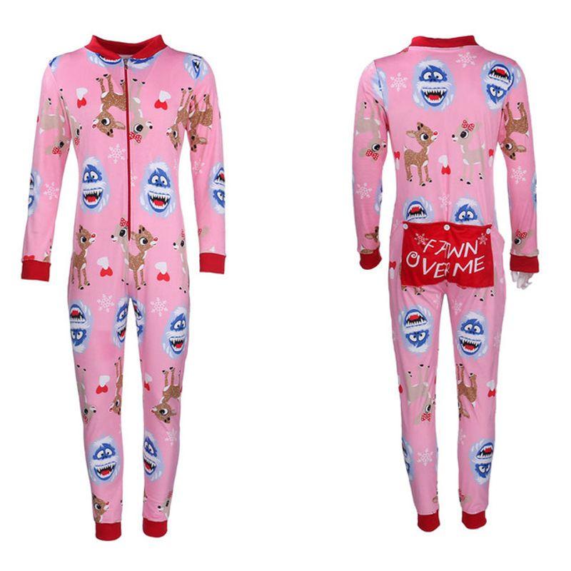 

Cartoon Printed One-Piece Pajamas Cartoon Print One-Piece Pajamas Homewear Pink XXL