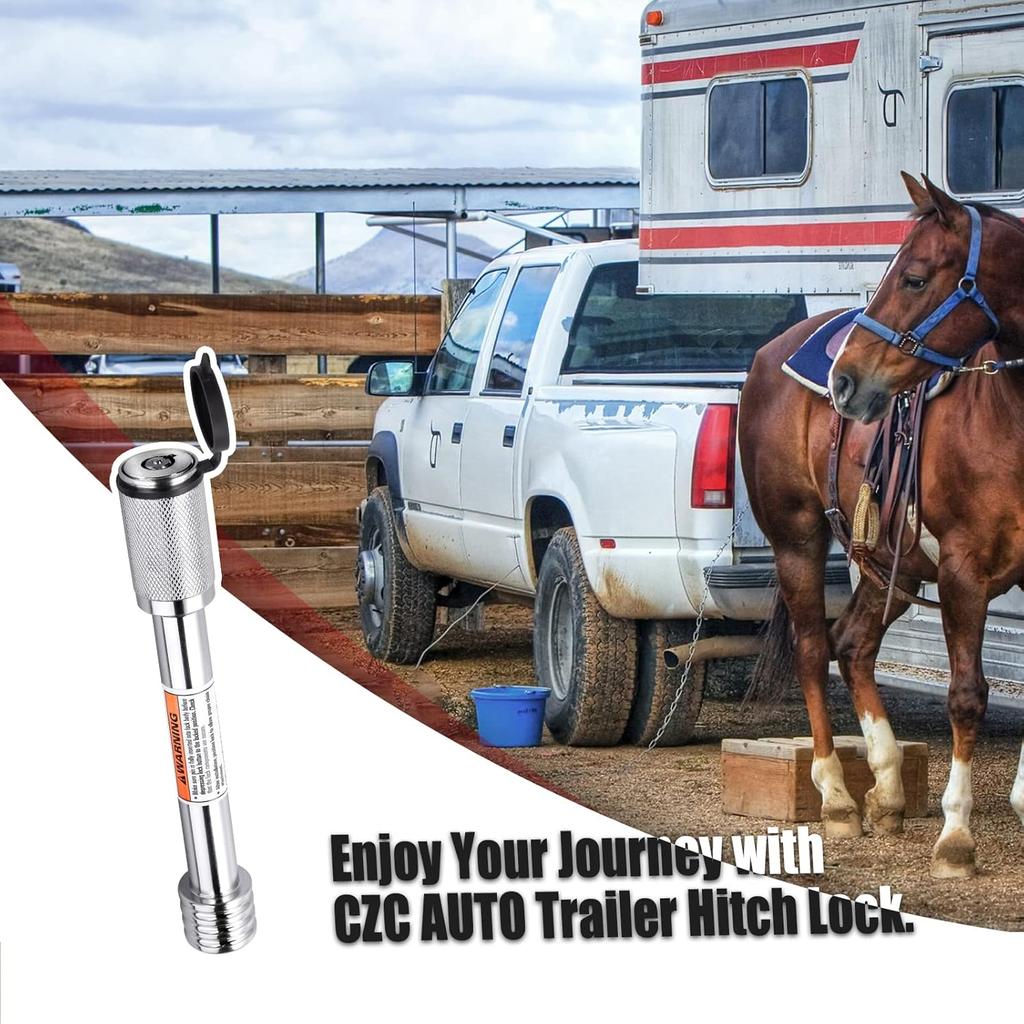 CZC AUTO Trailer Hitch Lock 5/8" Dia, Locking Hitch Pin 4" Super Extra Long Chrome Coated Hitch Pin With Keys For Class III IV To Hitch Bike Rack