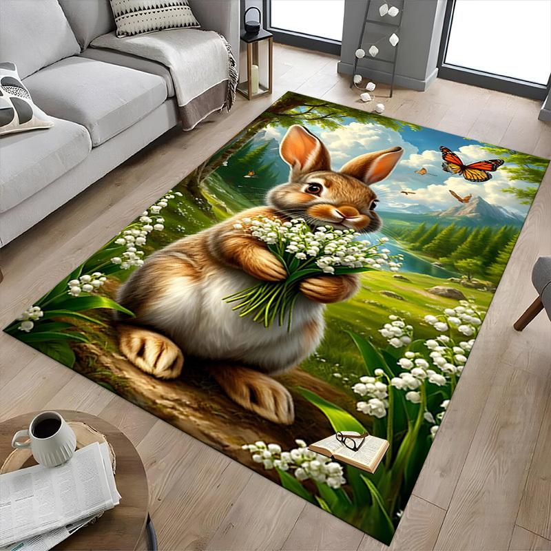 1PC Rabbit Butterfly Extra Large Non-Slip Floor carpet, Office, family, bedroom, Studio - Large Area Rug,Longlasting Material-K0335