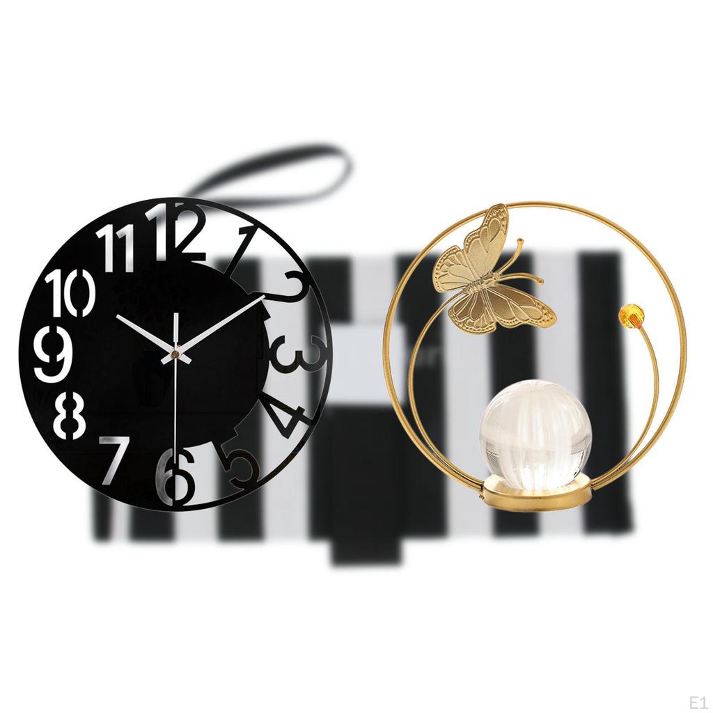 Acrylic Wall Clock Decorative Metal Sculpture Silent Simple Round Big for Hallway Fireplace