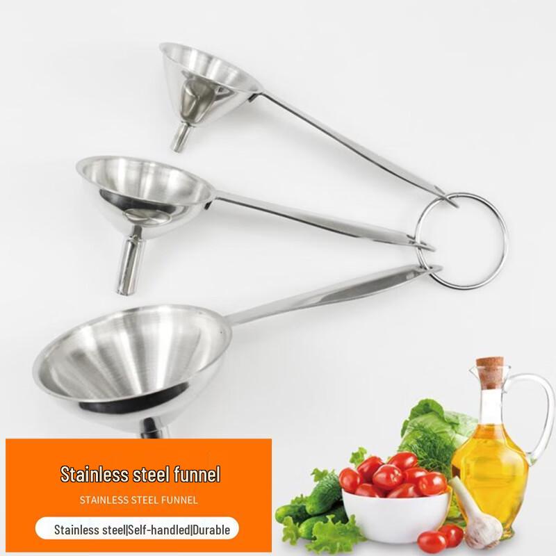 Stainless Steel Long-Handled Funnel & Ladle 3-Piece Set