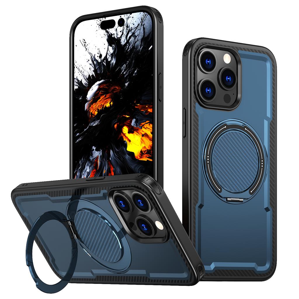 For iPhone 13 Pro Max Case Compatible with MagSafe TPU + PC Phone Cover with Damping Rotating Stand