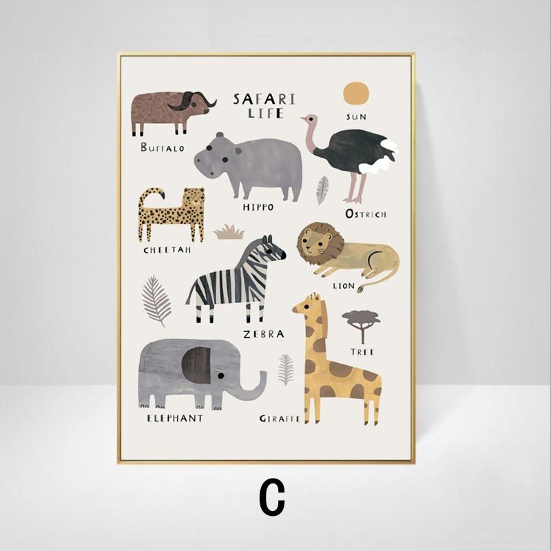 Creative Cute Cartoon Animal Poster Printmaking Nordic Wall Art Canvas Painting Children's Room Mural Room Decoration Pictures