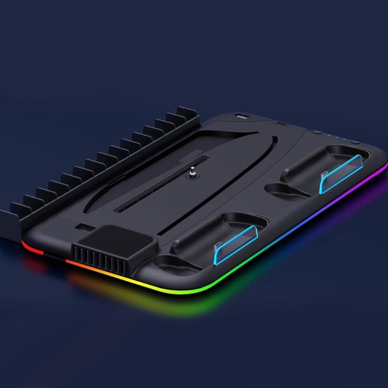 Charging Station with Headset Holder 3 Speed Adjustable Cooling Fan for Slim Controller Charger Stand Charging Dock