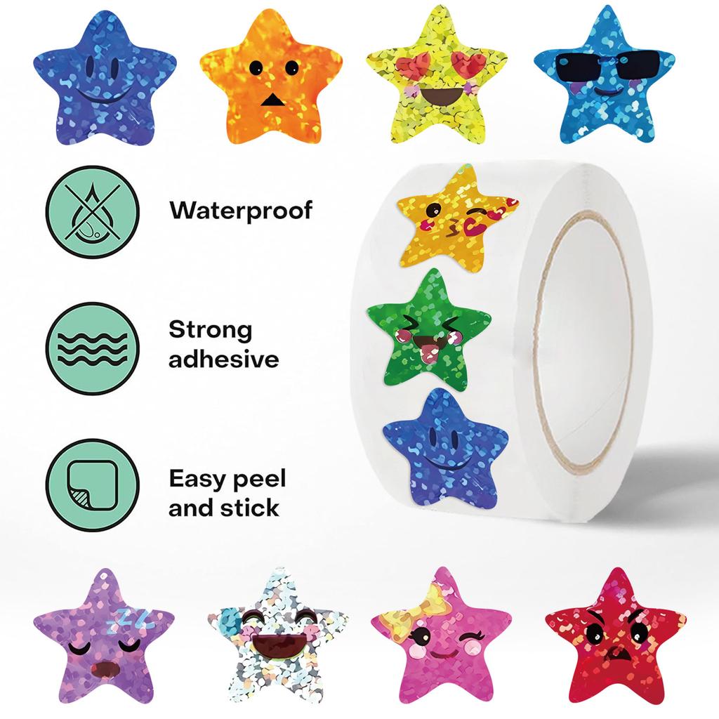 500 Pictures/roll Roll Sticker Tape Star Reward Sticker Hand Account Material Decorative Envelope Seal Sticker