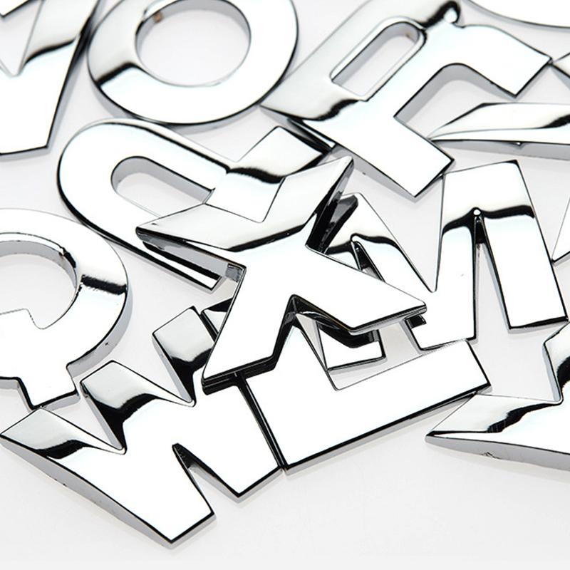 Custom 3D Car Number Alphabet Stickers Zinc Alloy Metal Chrome Emblem Scratch Proof Durable for Auto Badge Motorcycle Laptop Decor