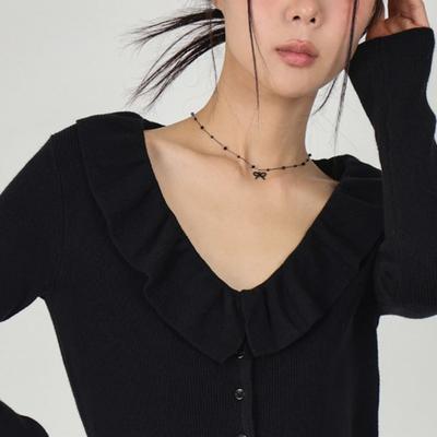 URBANIA Black Ribbon Bead Necklace DDA0047