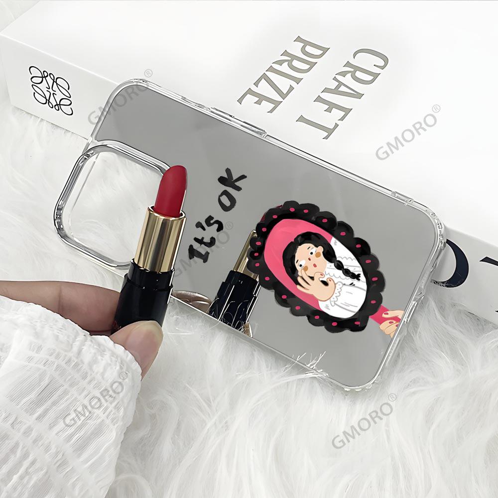 Xiapi Station Funny Girl OK mobile phone case is suitable for Apple 16pro makeup mirror case 17 all-inclusive protective case