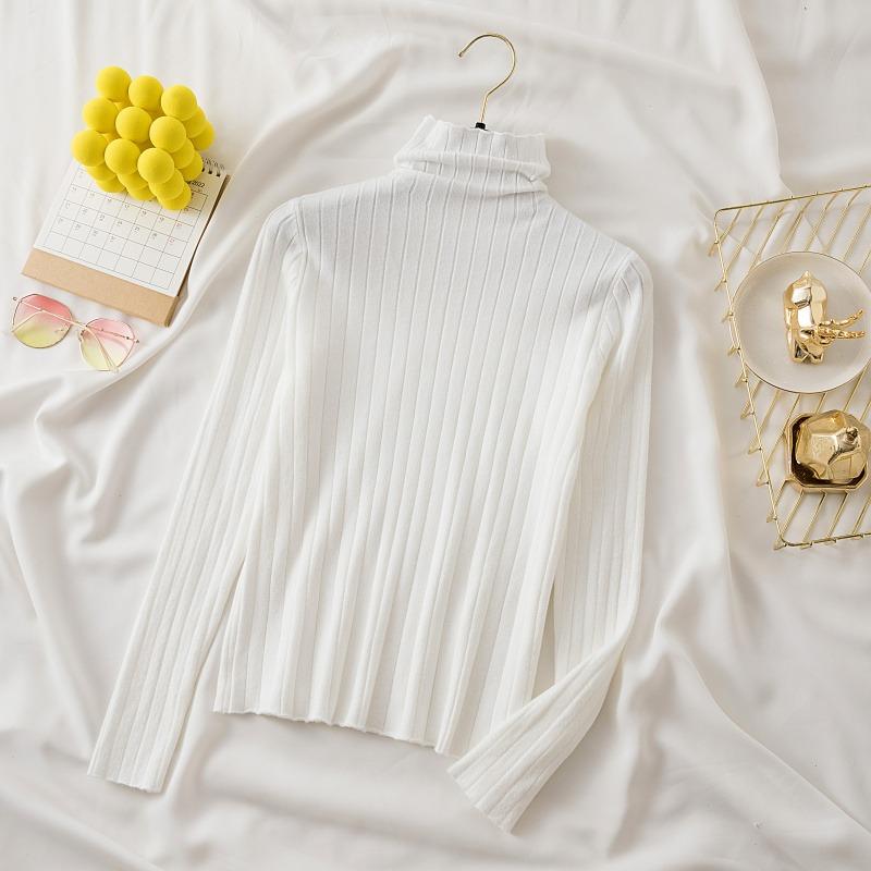 Autumn Women's Sweaters Solid Slim Fit Long Sleeve Casual Base Pullovers Sweater Women Elegant Half High Collar Casual Ladies Winter Jumpers 25485