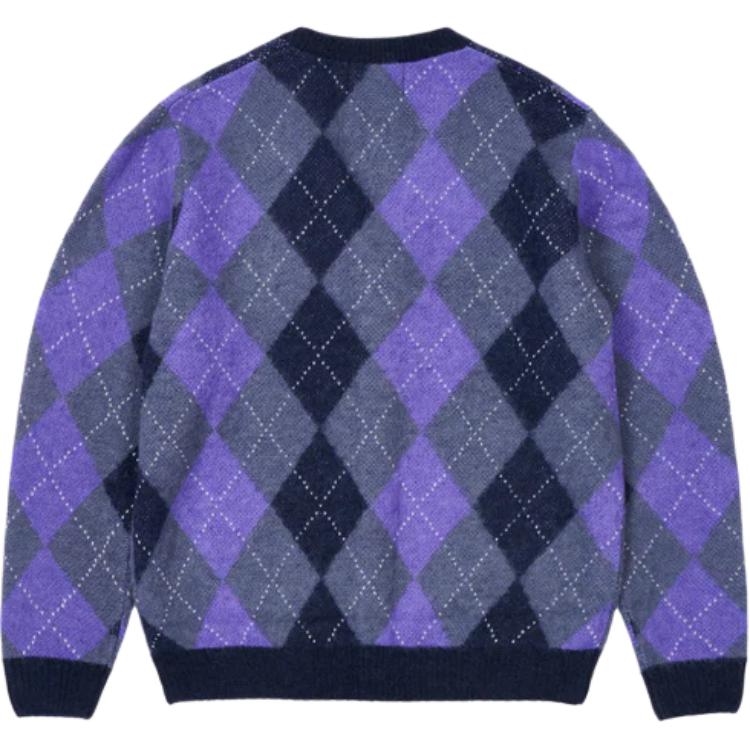 Palace X Fred Perry Argyle Cardigan Peacoat Unisex Tops Purple SK1128-11A