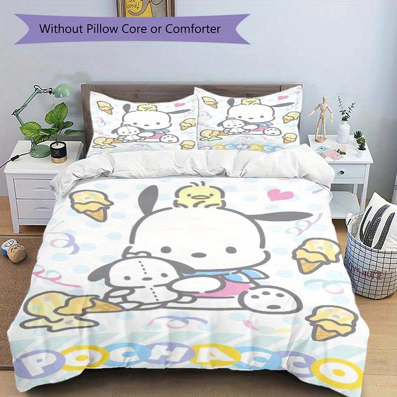 3pcs Ribbon Ice Cream Pochacco Bedding Set - Includes 1 Quilt Cover and 2 Pillowcases, Comfortable Bedding with Stylish Design for Bedroom,
