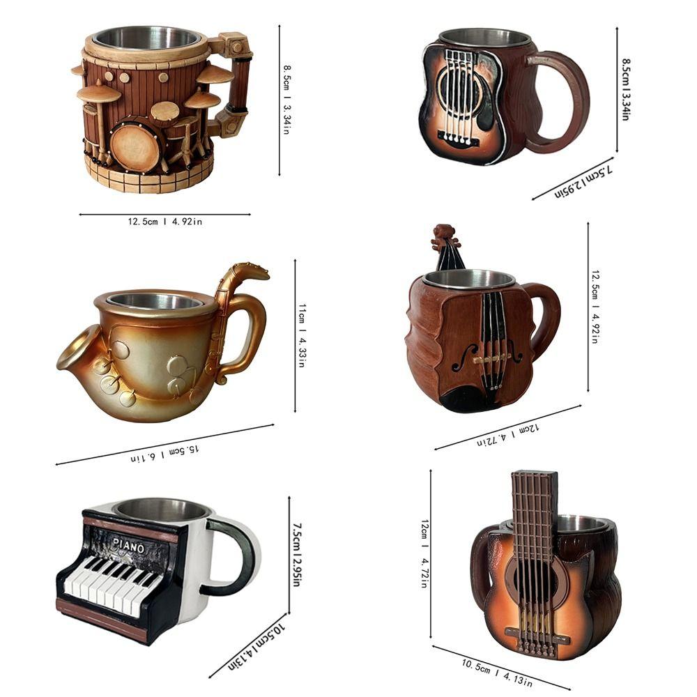 Durable Musical Instrument Coffee Mug Resin Coffee Cup for Desktop Ornament