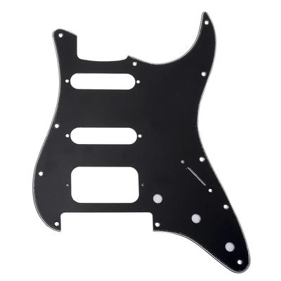 Musiclily Pro 11-Hole HSS Stratocaster Pickguard with Floyd Rose Bridge Cutout for American/Mexican Stratocaster Electric Guitars, 3-Ply Black