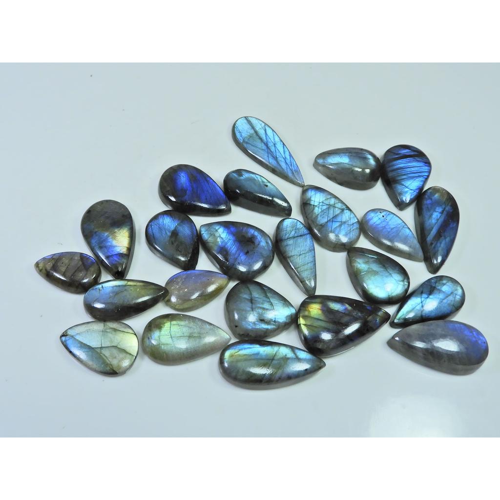 400Cts.Natural Labradorite Multi Fire Pear Cabochon Loose Gemstone 24Pcs Lot LL-995