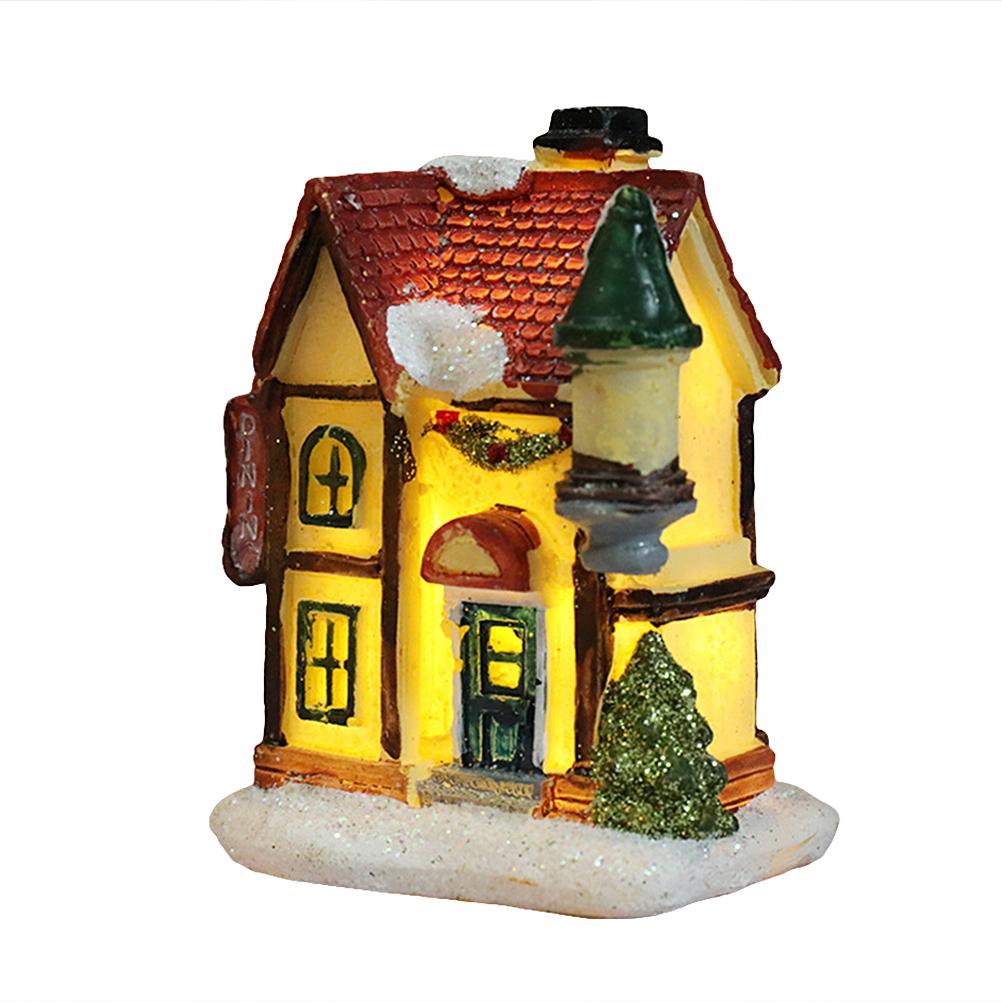 LED Christmas Resin Light House Christmas Decorations Resin Christmas Scene Village House Town for
