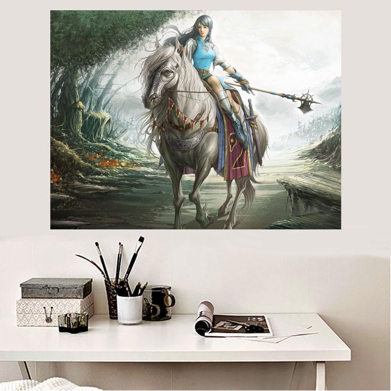 5D Diamond Embroidery Painting Paste DIY Diamond Painting Cross Stitch "female Knight" Diamond Mosaic Room Decoration