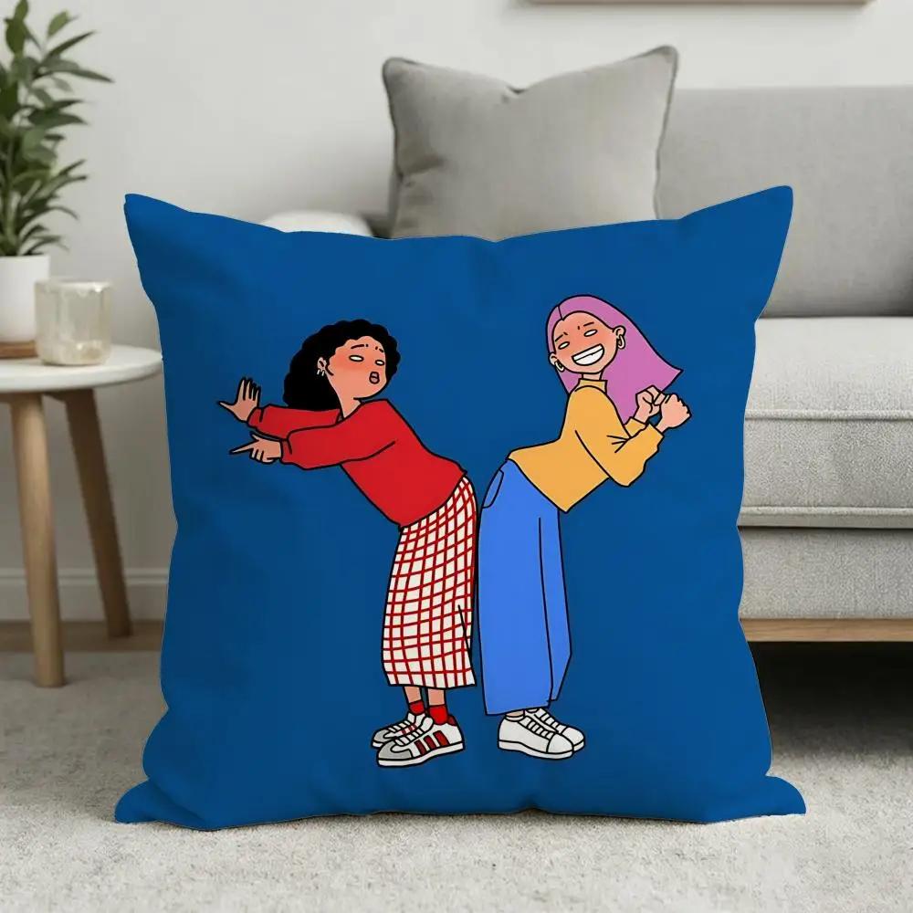 Couple Heart Flat Cushion Cover Soft Short Plush Cushion Cover 50x50 45x45 Zipper Pillowcase Home Decor