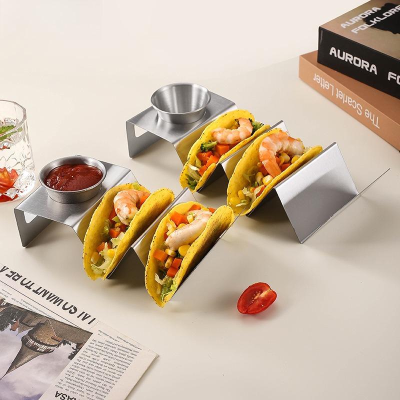 Kreativer Edelstahl Taco Halter Taco Halter W-förmiger Pfannkuchenhalter