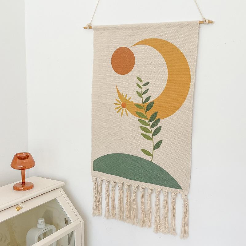 Indian Hand-woven Homestay Fringed Tapestry Decoration Nordic Meter Box Hanging Fabric Background Cloth Bedroom Hanging Cloth