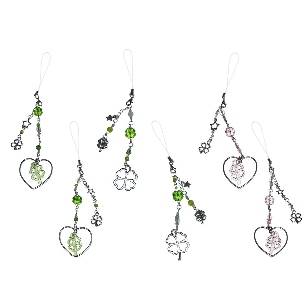 Handmade Phone Charm Keychain Beaded Keyring Bag Pendant Fashion Accessory Personalized Present Bring Luck and Happiness