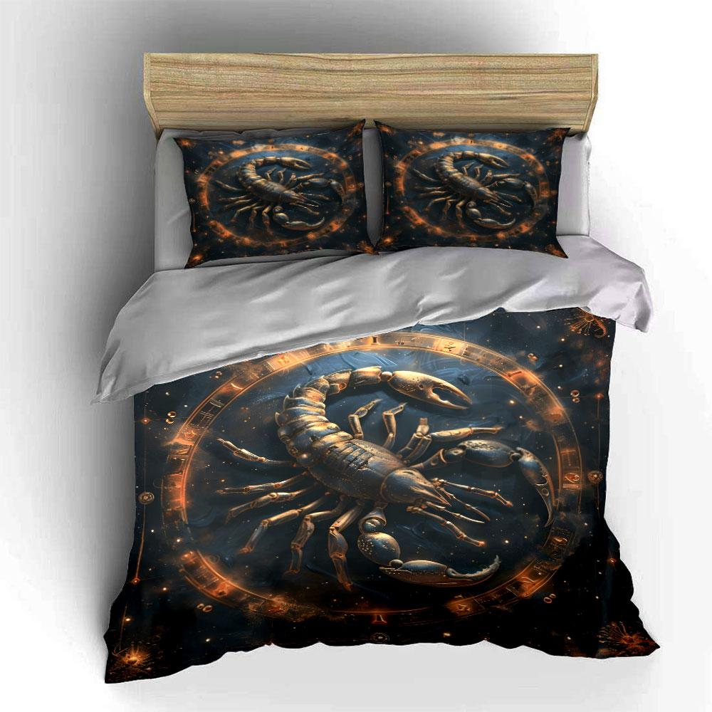 Zodiac Schorpioen Kunst Set Meerdere Maten Kinder- En Volwassenen Slaapkamer Prachtig 3-delige Beddengoed Set, Cadeau