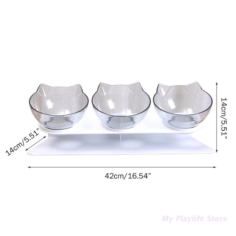 Cats Dog Feeding Dish Bowl 15° Tilted Food Drinking Water Bowls Neck Guard Raised Feeder for Puppy and Kitten Pet Feeding