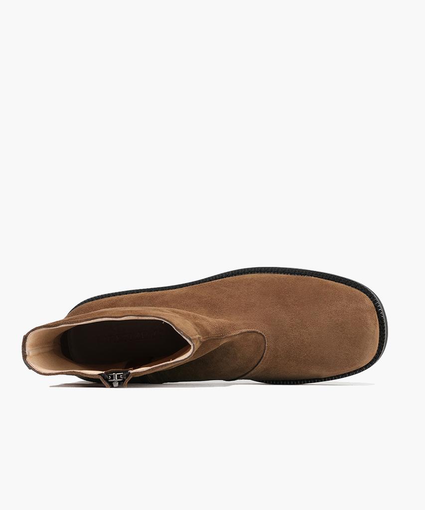 Firenze Atelier [Vibram] Minimal Line Suede Hidden Zipper Zip-Up Boots 9800-Qs [Mid Brown]