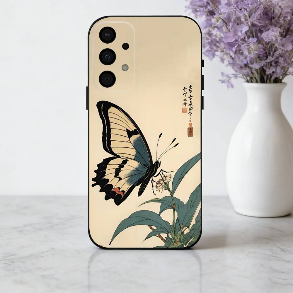 

J-Japan S-Style Ukiyo-e Phone Case For Samsung Galaxy A73,A72,A71,A70,A53,A52,A51,Soft Silicone Black Cover Samsung a52