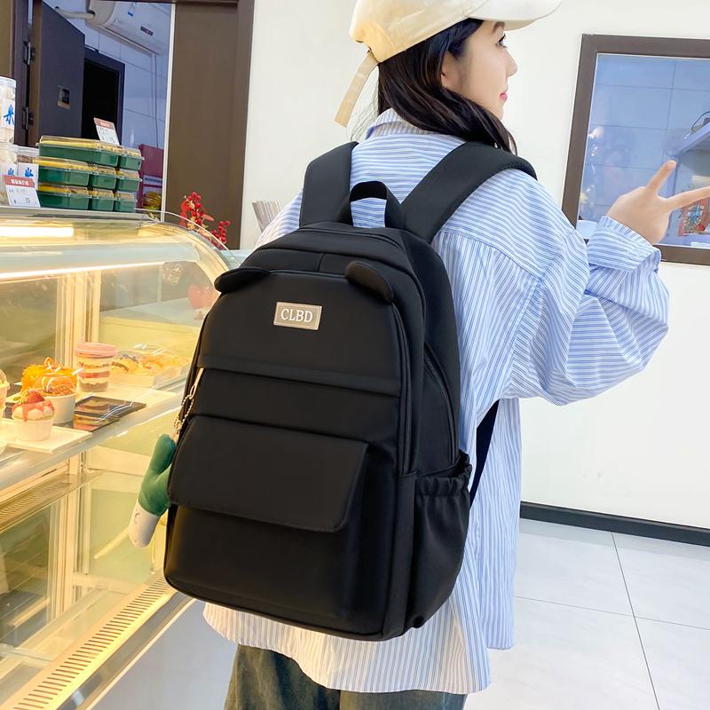 Three-Piece Backpack Set Solid Color Student Schoolbag Women Large Capacity Lightweight Computer Backpack