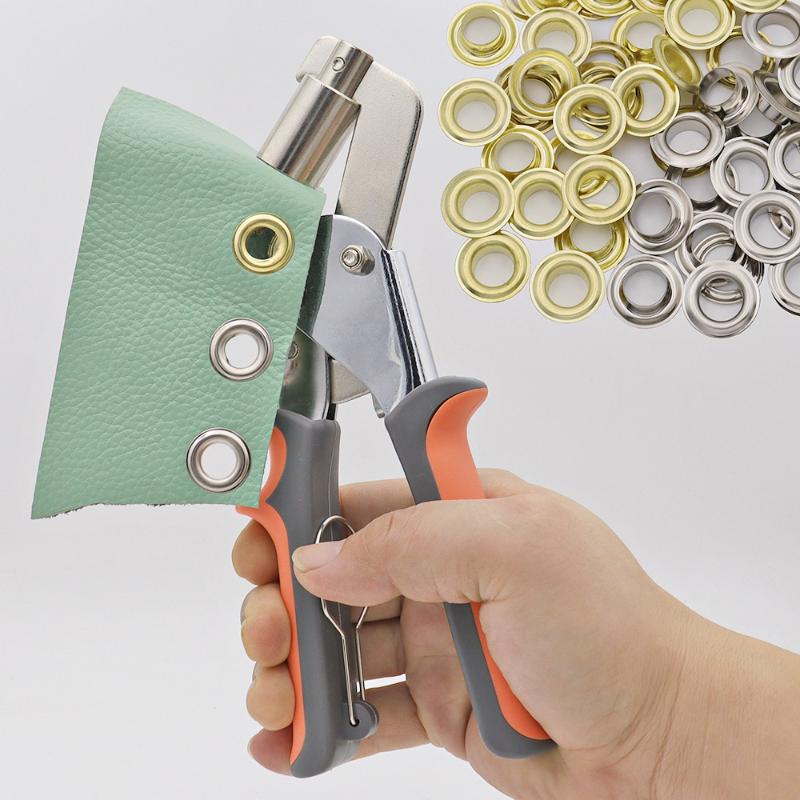 1 Set Draagbare Handpers Metaal Oogje Gatpons Tang Voor Leer Canvas Kleding Diy Zeildoek Ring 10mm Oogje Tangen Kit Gereedschappen