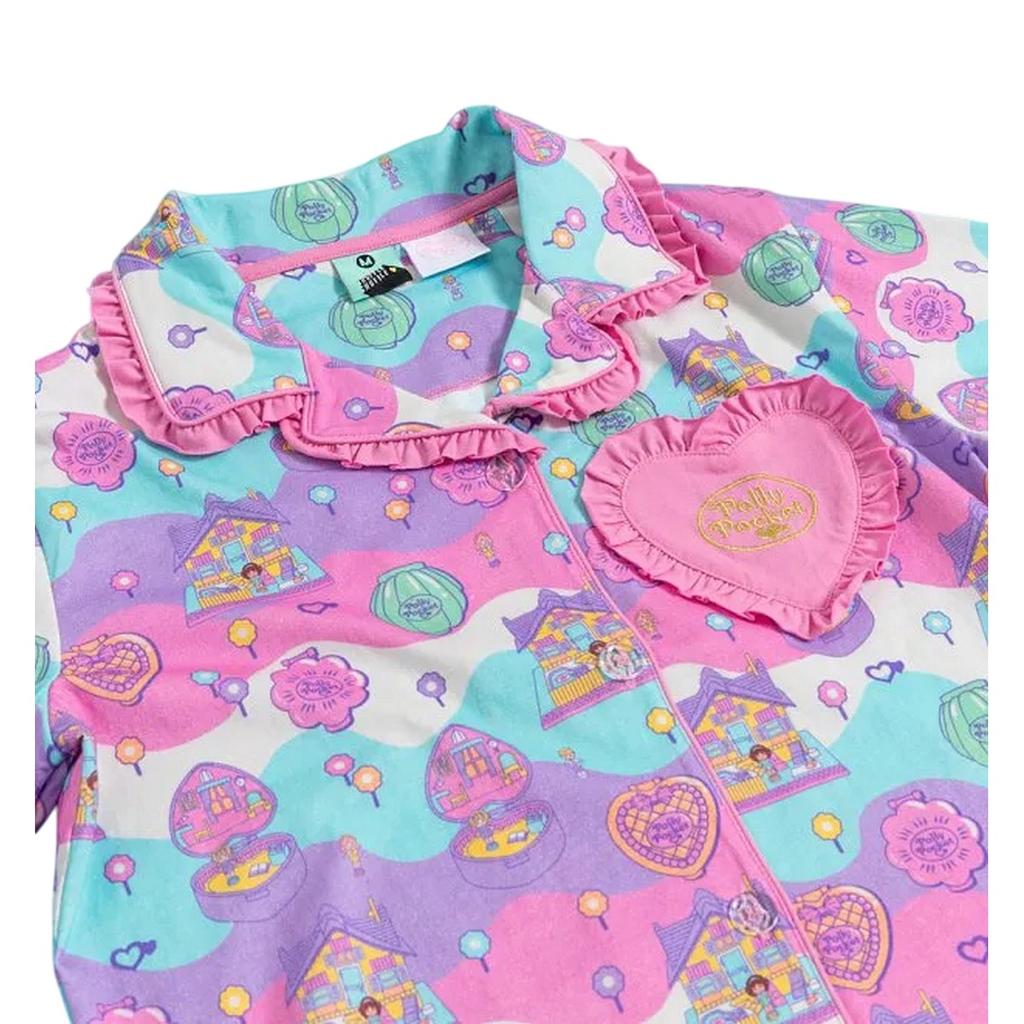 Polly Pocket Womens/Ladies Frill Button-Down Pyjama Set
