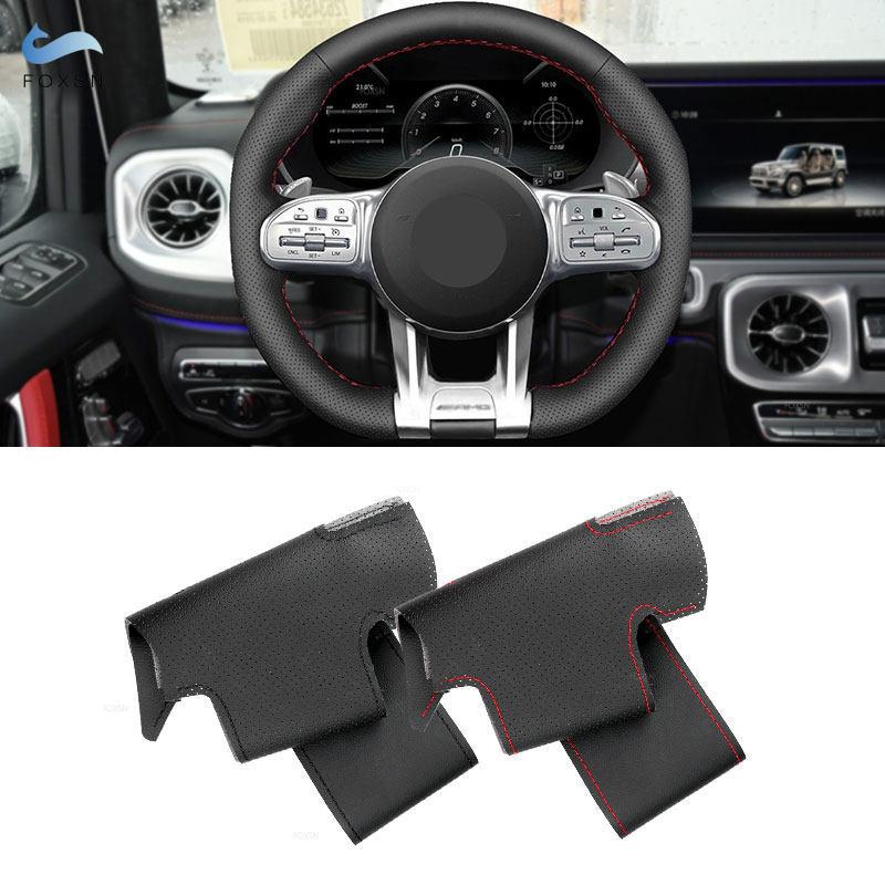 For Mercedes Benz A35 A45 AMG GT C190 R190 W177 W205 E53 E63 W213 C118 X253 W222 W167 H247 Car Steering Wheel Cover Leather Trim