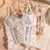 Sleeveless Satin Lace-up Corset Mesh Transparent Slim Crop Tops Elegant Suspender Vest  Travel