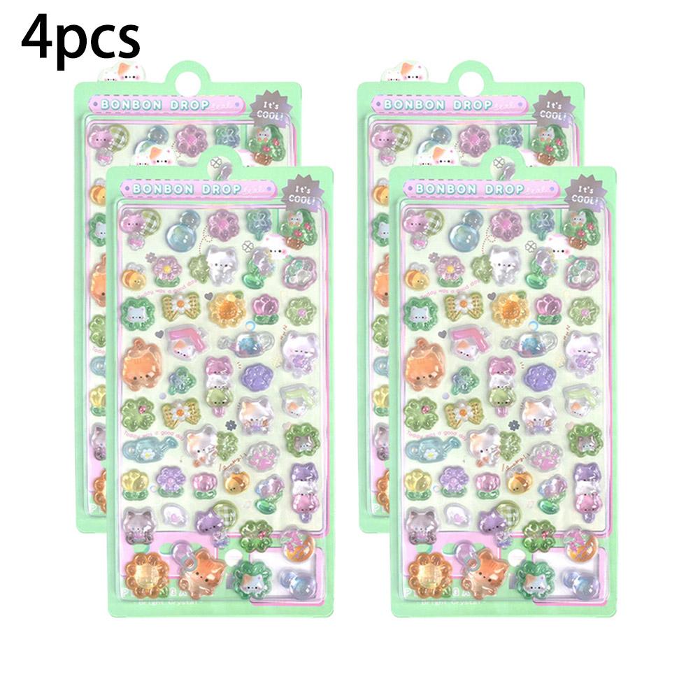 3D Relief Jelly Stickers Cartoon Animal Sticker Candy Ghost Rabbit Aesthetic Stickers DIY Phone Case Diary Stationery Sticker