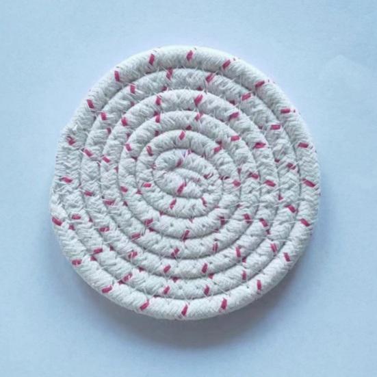 Yousheng 8Pcs Cotton Woven Coasters for Drinks, Absorbent Coasters Set with Holder, Wear-Resistant Insulating Heat-Resistant Coasters for Cups Teapots