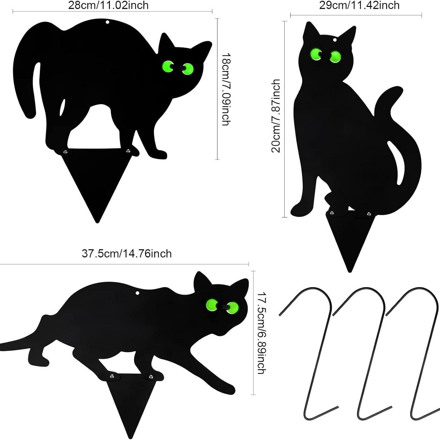 

Уличный декор в виде карточки-вставки для сада на Хэллоуин с черным котом