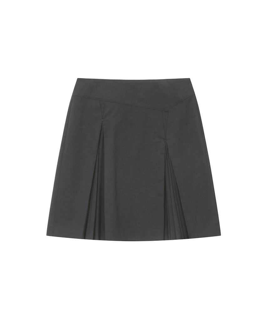 Miseki Seoul Accordion Side Pleats Midi Skirt Charcoal