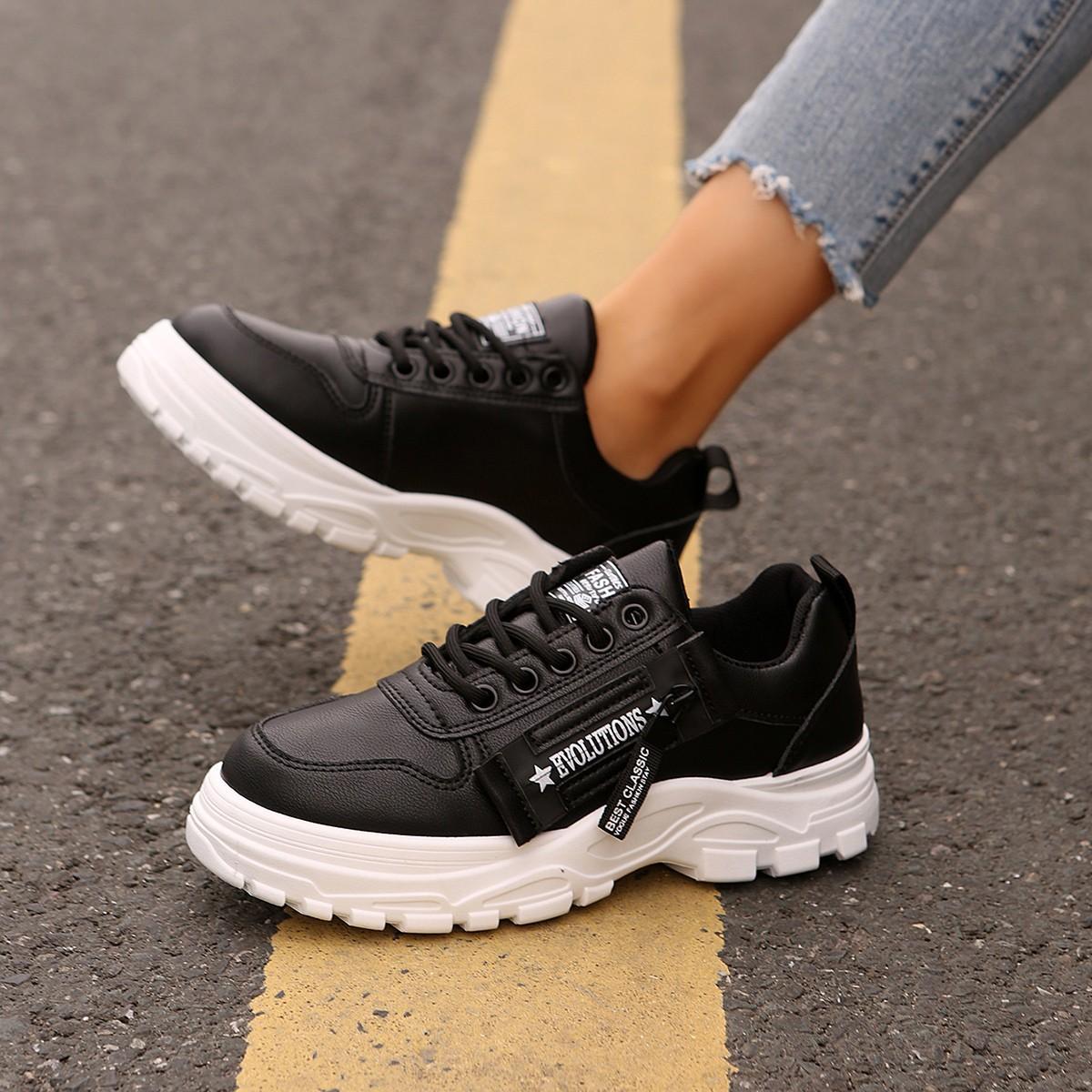 

2025 spring new casual board shoes women s flat bottom leather surface versatile women s white shoes women s sports 45 чёрный