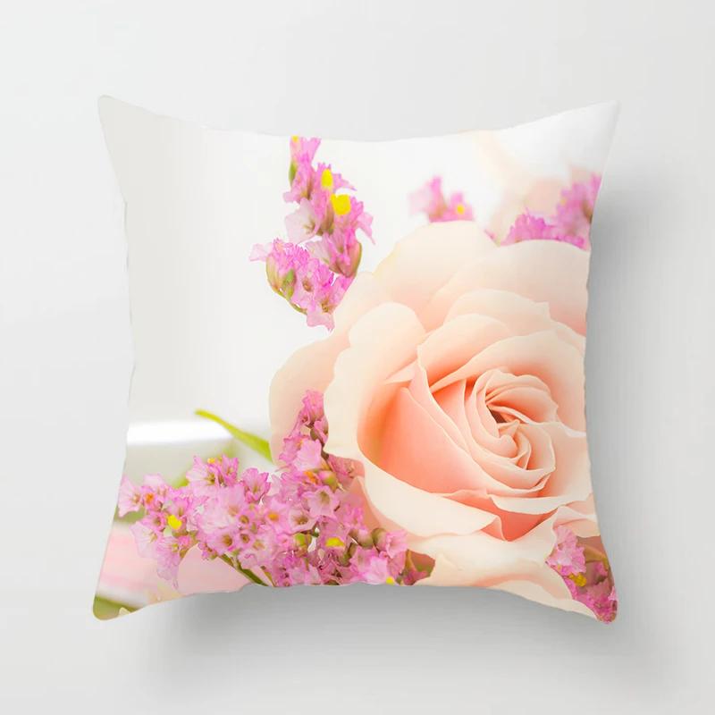 Floral Print Throw Pillow Cover Living Room Sofa Decor Car Office Seat Cushion   Home  45x45 cm