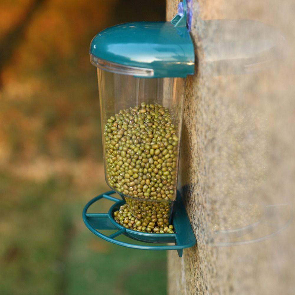 Vogelhaus aus Kunststoff Transparent Große Kapazität Vogel Hängender Futterspender mit Saugnapf Bequeme Vogel Wasserschale Trinken