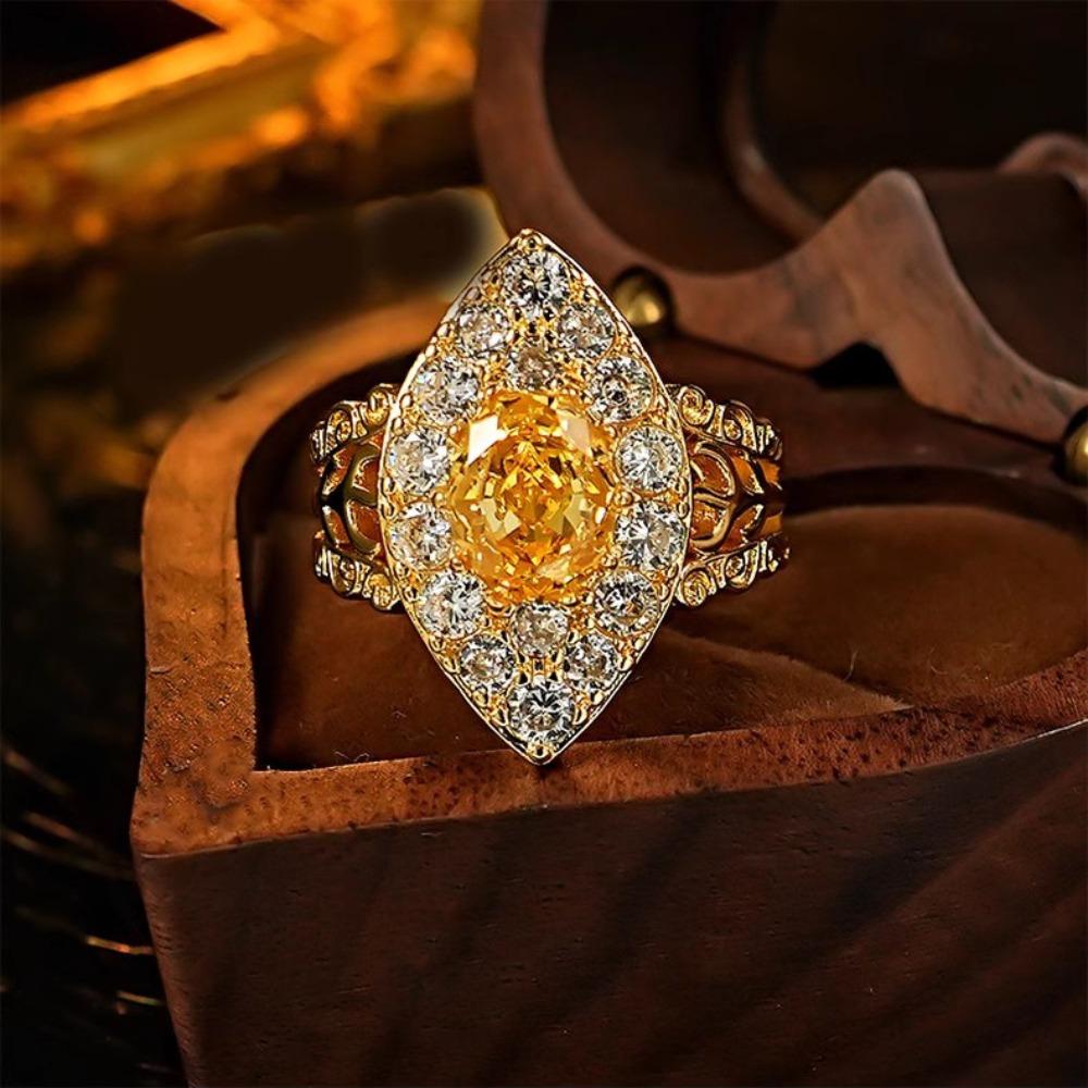 Elegant French Style 24k Gold Plated Open Ring with Pigeon Blood Ruby and Blue Spinel for Women adjustable