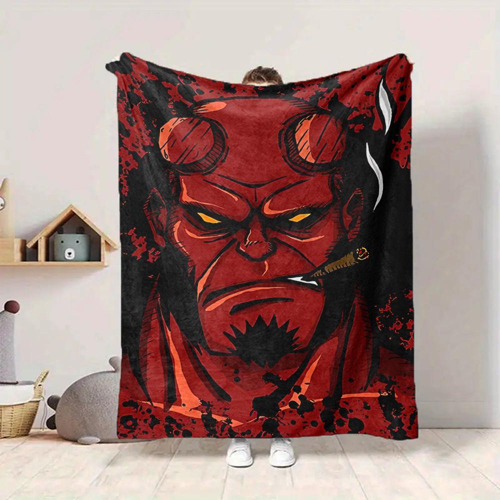 1pc Demon Blanket, Lightweight Flannel Throw Blanket For Sofa, Bed, Travel, Camping, Living Room, Office, Couch, Chair, And Bed