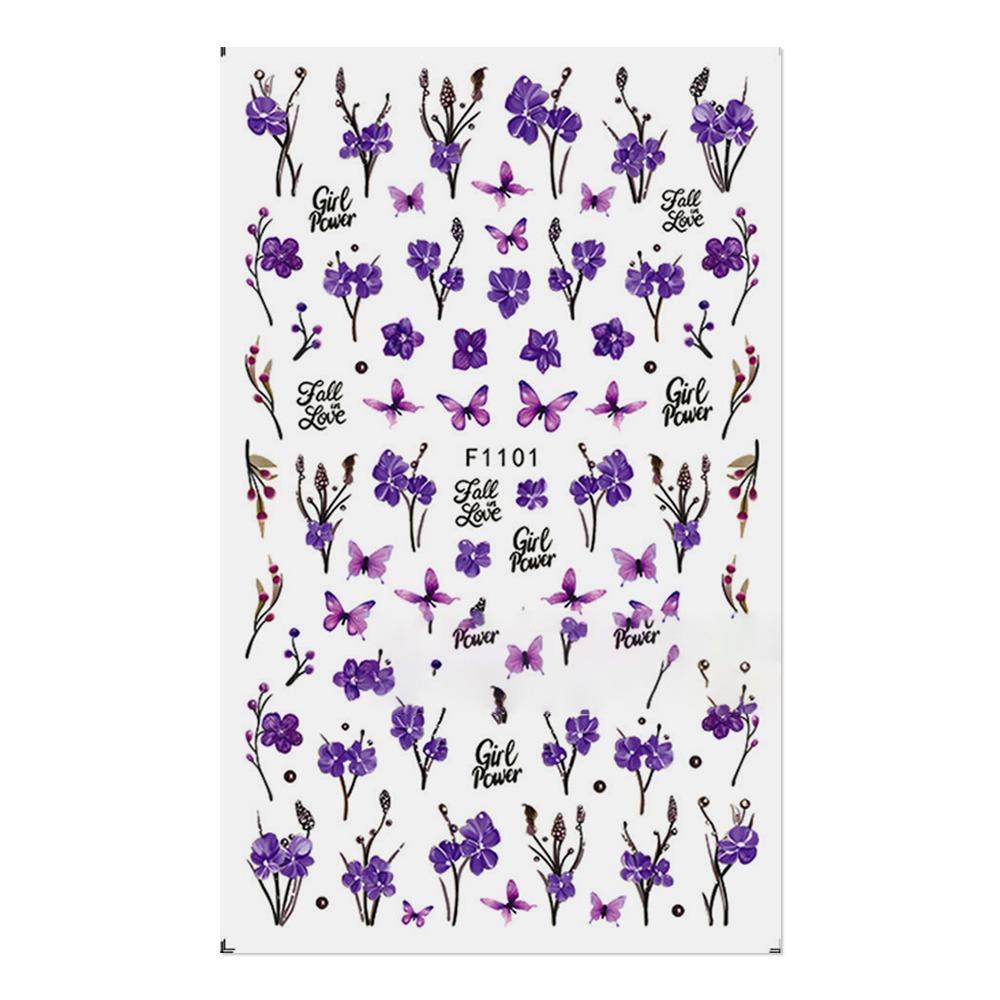 Purple Petals Nail Stickers Blossom Pink Nail Tips Decoration New Creative Decals Nail Art