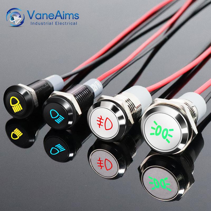 8/10/12/14MM Waterproof Metal LED Indicator Light Wiring Pilot Signal Lamp Car Boat Panel Dashboard Warning 12V 24V 110V 220V