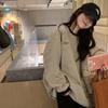 Women's Crew Neck Long Sleeve Sweatshirt Loose Fit Korean Striped Pullover Top Elegant Commuter Layering Blouse
