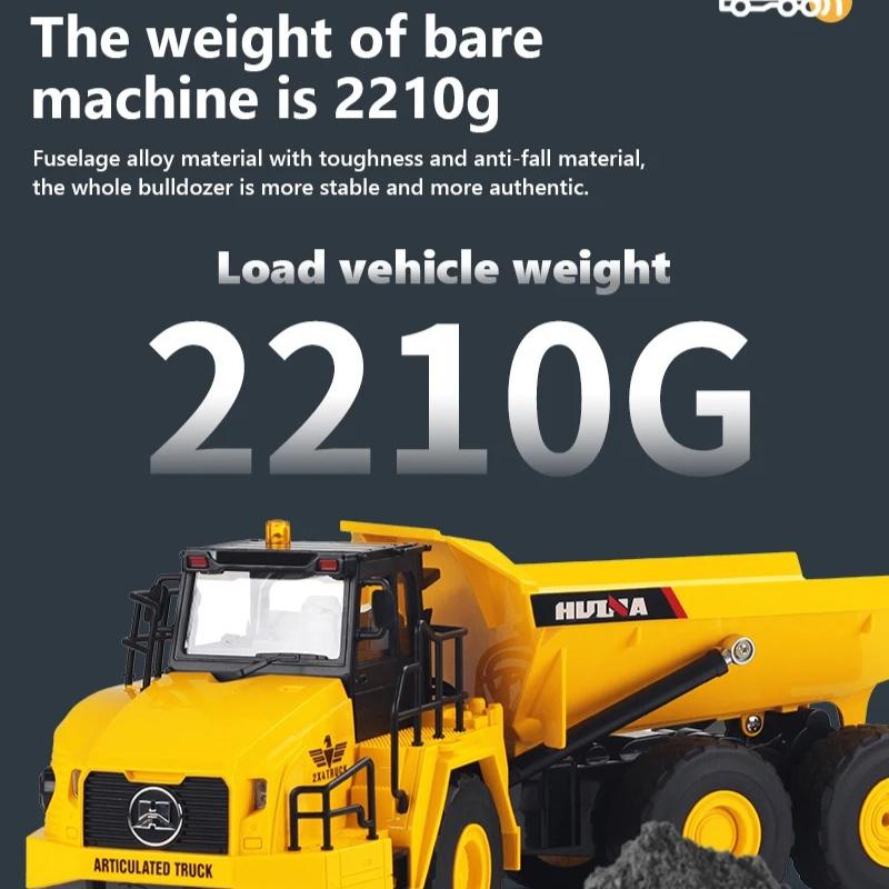 RC Truck 2.4G Remote Control Alloy Dump Excavator Electric Tractor Engineering Vehicle Model Kid Toy Boy Xmas Gifts with Lighting and Sound Effects