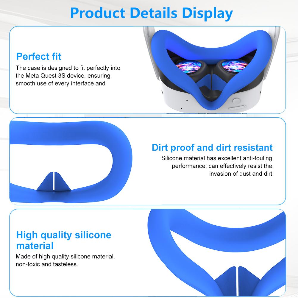 Silicone VR Face Cover Sweatproof Face Cushion Anti-Dirty Face Cushion Pad Replacement for Meta Quest 3S VR Accessories